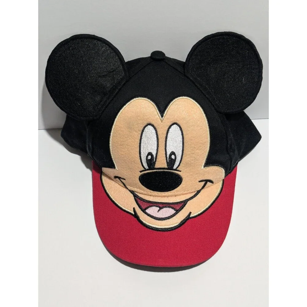 Disney Mickey Mouse 3D Ears Hat Youth Red Black Baseball Cap